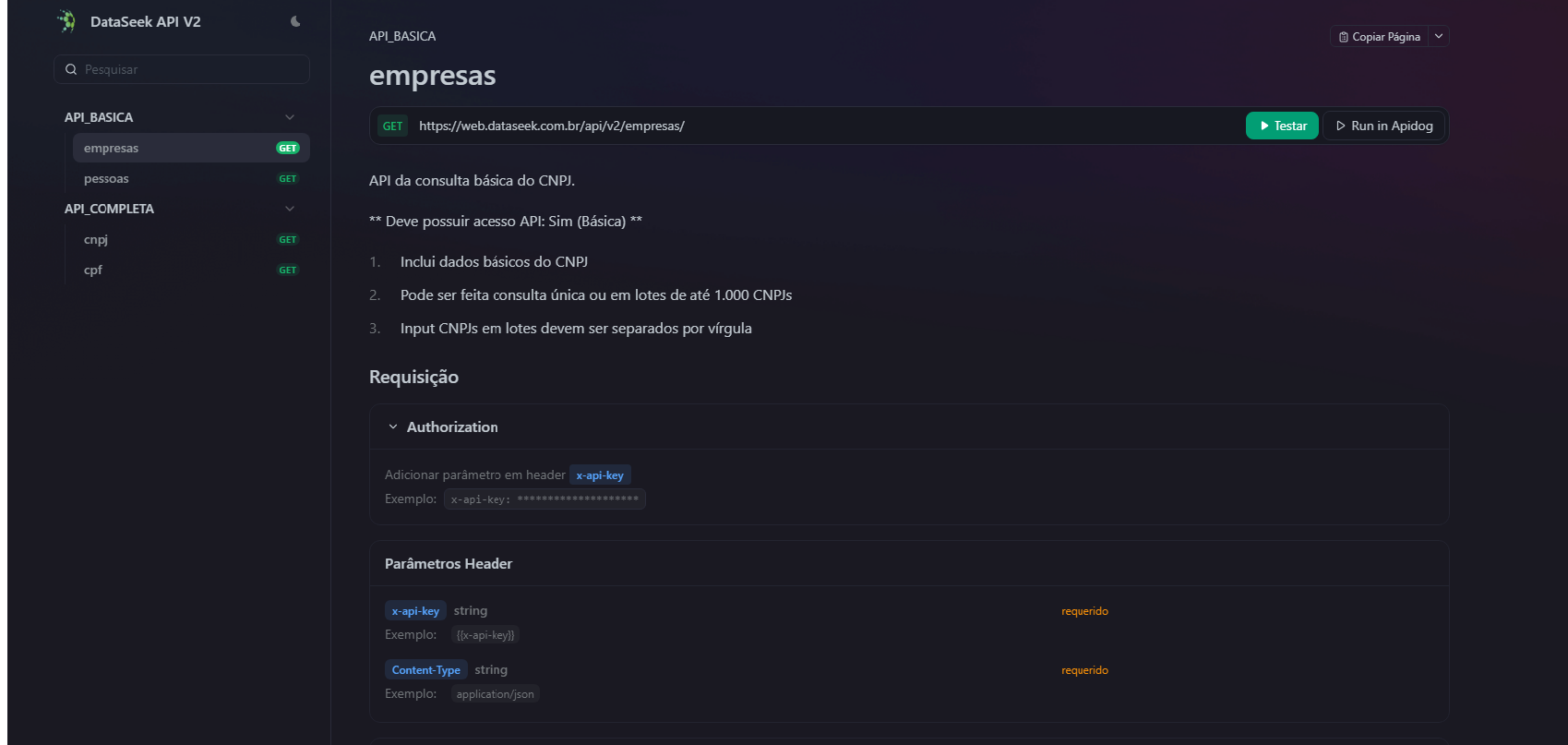 Get API Dataseek
